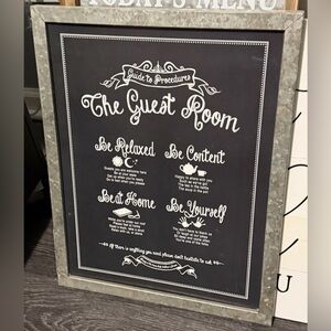 The Guest Room Framed Chalkboard Sign - Black and Silver